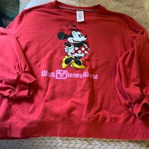 Minnie Mouse balloon sleeve oversize sweatshirt Disney Parks 2X rare rd & pink